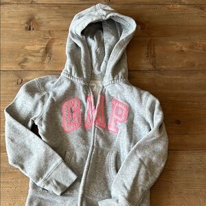 GAP Gray and Pink Logo Hoodie Sweatshirt